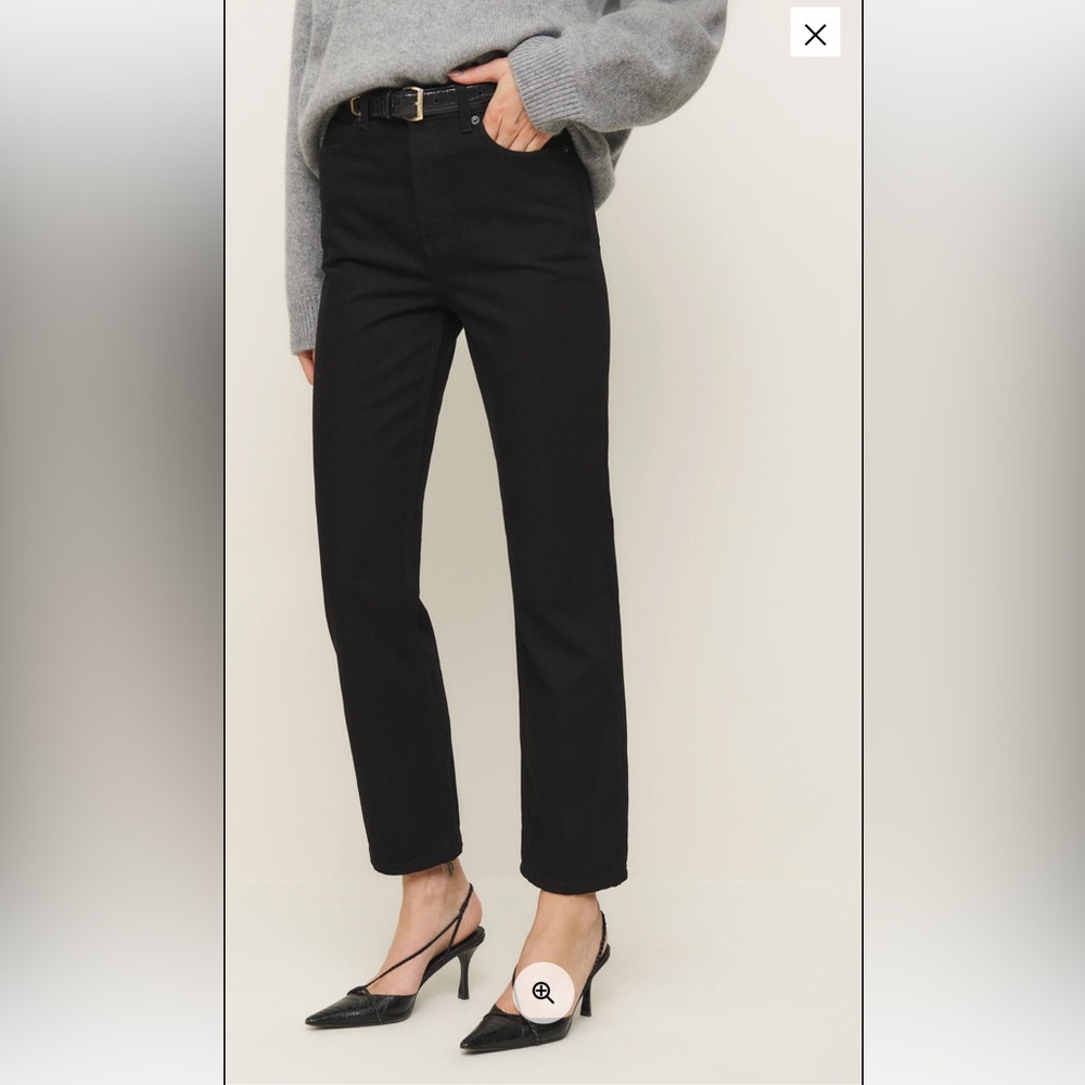 Reformation Cynthia High Rise Cropped Black Jeans